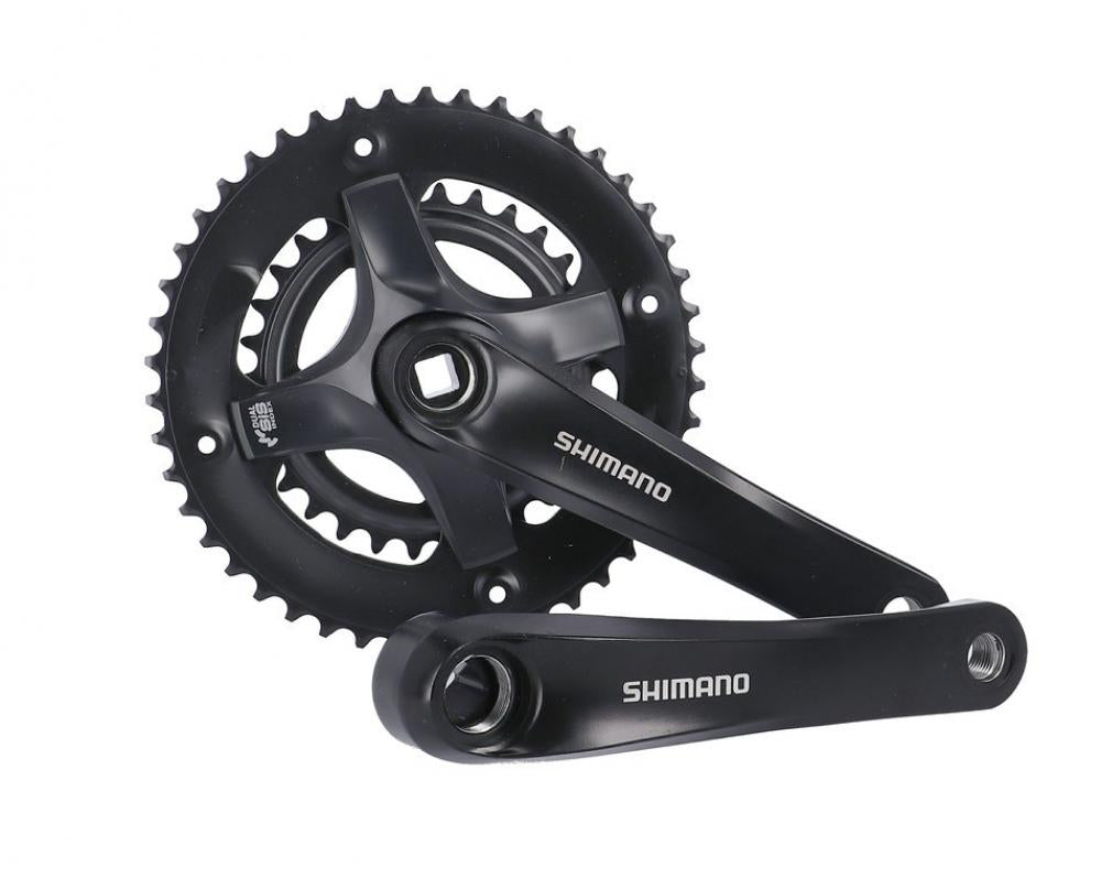 Schwarze Shimano Tourney FC-TY501 Kurbelgarnitur 46/30Z 7/8-fach 170mm für City- und Trekkingräder.