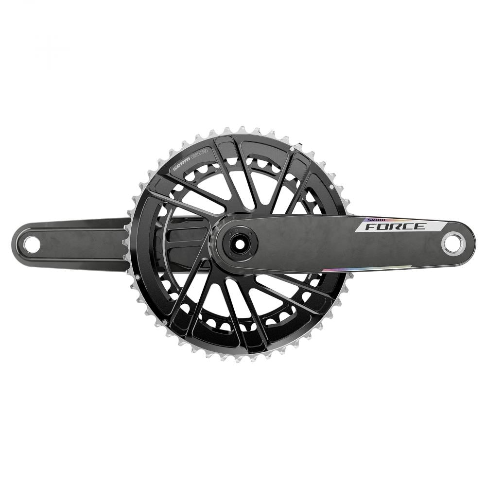 Schwarze SRAM Force E1 Kurbelgarnitur 50-37T, leichte und steife 2x Rennradkurbel.