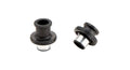 Ritchey WCS Vantage II Nabenadapter 15mm > 9mm. Zwei schwarze/silberne Fahrradnaben-Umrüstadapter auf weiß.