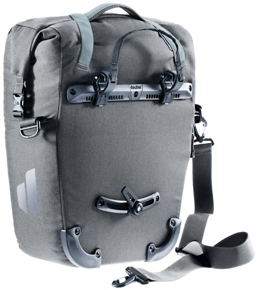 Deuter Valbona 20+5 Fahrradtasche 25 Liter Graphite - wasserdicht mit Roll-Top und Regenhülle