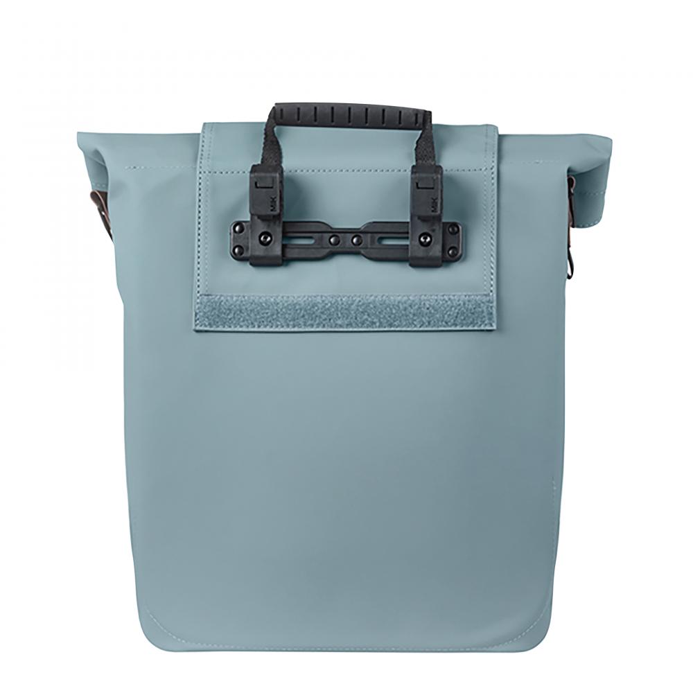 Basil City Fahrradshopper MIK Hooks 14?16 Liter - wasserabweisend mit Magnet-Faltverschluss - Innenfach mit Reißverschluss veganer Ledergriff LED-Befestigung graphitblau - Fahrradtasche - CityTasche