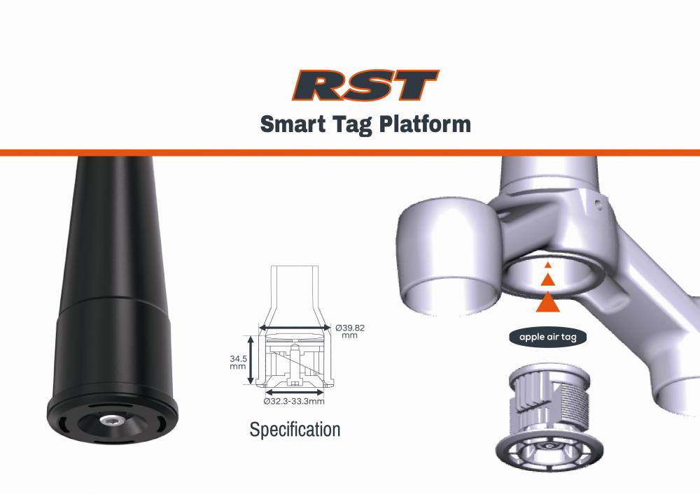 RST SMART TAG Gabel-Adapter 1 1/8"-1,5" Tapered - unsichtbare AirTag-Montage