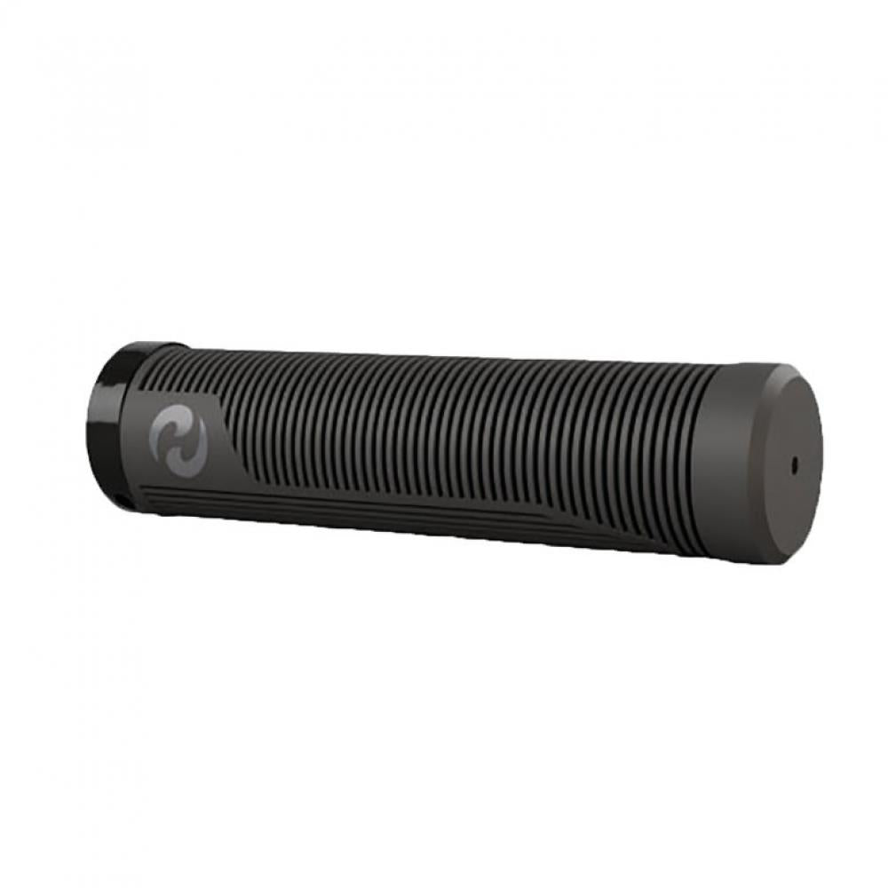 Herrmans Rib Lenkergriffe in Grau-Schwarz, 130mm lang, Ø 22mm, mit Single Lock Klemmung und griffigem Rillenprofil.