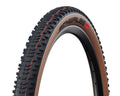 Schwalbe Racing Ralph 29x2.25" MTB Reifen schwarz/braun TLE faltbar. Nahaufnahme von Profil und Seitenwand.