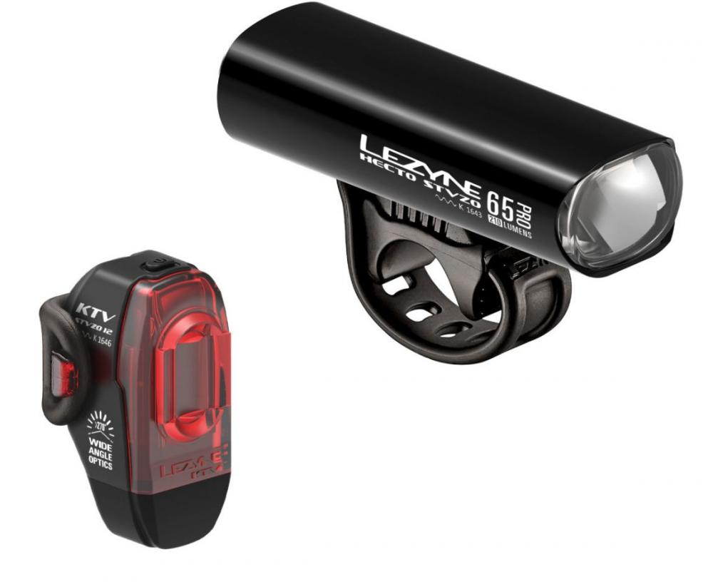 Lezyne Beleuchtungs-Set Hecto Pro 65 + KTV StVZO: Schwarzes Fahrradlicht-Set vorne 65 Lux, hinten rot.