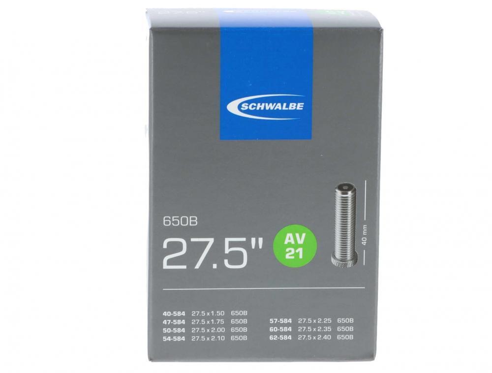 Schwalbe AV21 Fahrradschlauch 2er-Pack 27.5 Zoll (650B) für 40-62mm Reifen, 40mm Ventil.