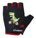 CHIBA Cool Kids - Kinder Fahrrad-Handschuhe S, Dinosaurie, atmungsaktiv, griffig, waschbar