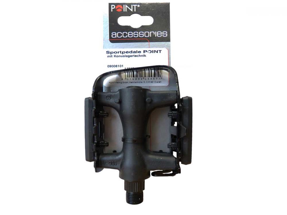 Point MTB-Pedale Kunststoff-Alu, CrMo-Achse, Kugellager, 9/16″, schwarz, 1 Paar