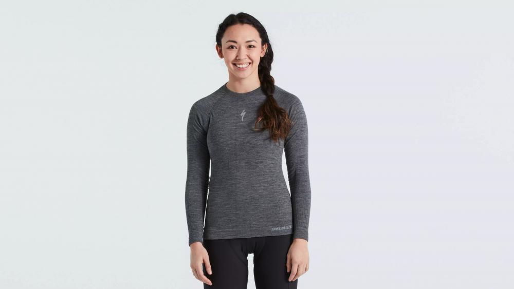SEAMLESS MERINO BASELAYER LS WMN GRY S/M - Bekleidung