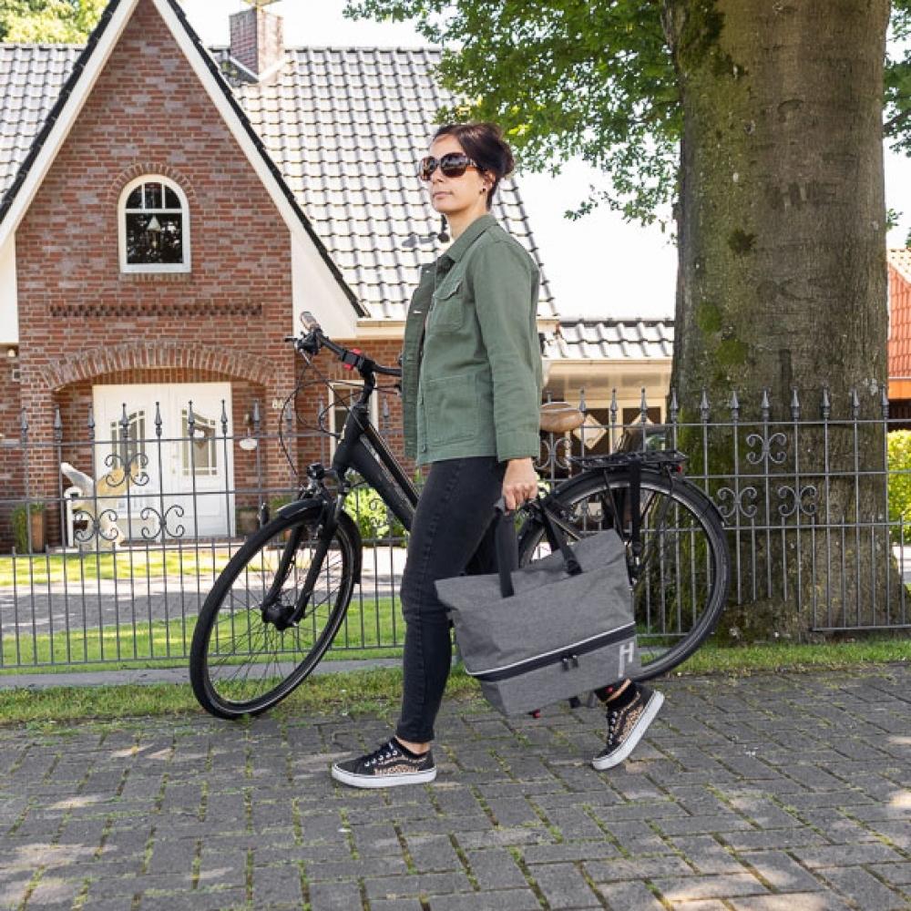 Haberland Gepäckträgeraufsatztasche Lena grau - praktische Racktime 2.0 Transportlösung