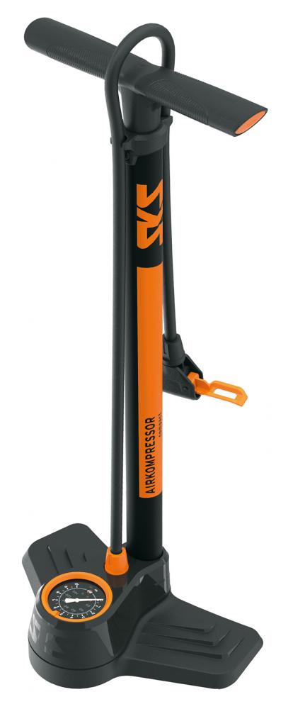 SKS Airkompressor Compact 10.0 Standpumpe: Stahl, Präzisionsmanometer, MULTI VALVE-Kopf, 10 bar, Made in Germany.