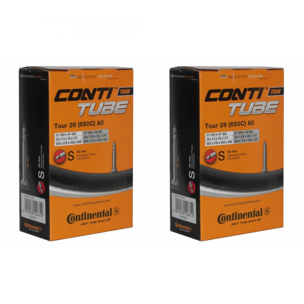 Continental 2x Fahrradschlauch Conti Tour 26, 26x1 1/8-1.75, SV 42mm Sclaverand.