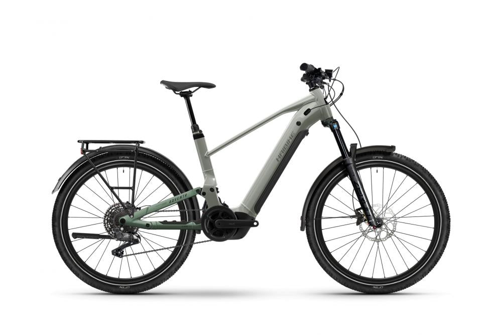 Haibike E-City Bike Adventr 4 Fully SUV E-Bike 27 - 5 Zoll 600 Wh Bosch Performance Line PX Shimano Cues 11-Gang grey-bamboo matt-glossy