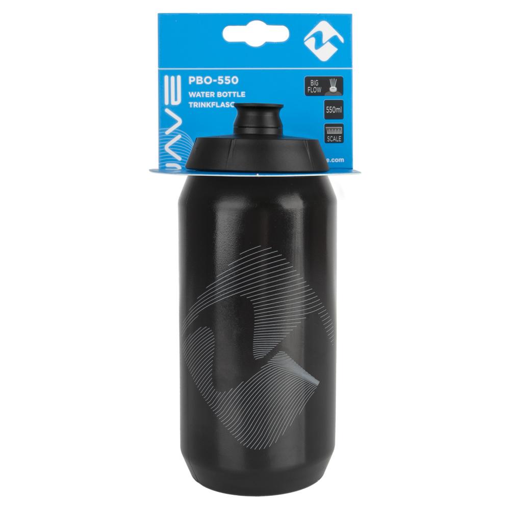 M-Wave 550 ml Bidon mit Indicator - Fahrrad Trinkflasche aus Kunststoff mit Flüssigkeitsskala, große Flow-Beißkappe und Bike-Zubehör