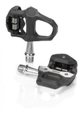 Zwei schwarze XLC Road-Pedal PD-R04 Rennradpedale, Look-Keo-kompatibel, mit glänzenden Achsen.