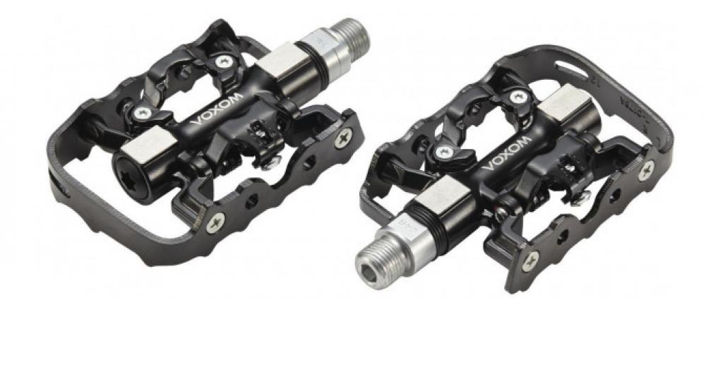 Voxom Pedal Touring SPD-Pe18 schwarz, beidseitig mit Plattform und SPD-System, Cr-Mo Achse, Aluminium-Körper.