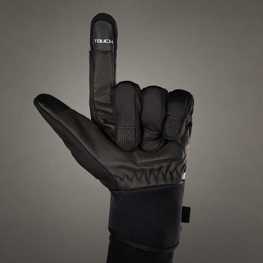 CHIBA Phantom - Radhandschuhe L schwarz/schwarz, Softshell, winddicht, Touchfinger