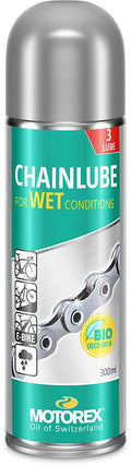 MOTOREX CHAINLUBE WET CONDITIONS Bio-Nassschmierstoff 300ml für Fahrradketten, E-Bikes, Regen & Matsch.