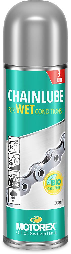 MOTOREX CHAINLUBE WET CONDITIONS Bio-Nassschmierstoff 300ml für Fahrradketten, E-Bikes, Regen & Matsch.
