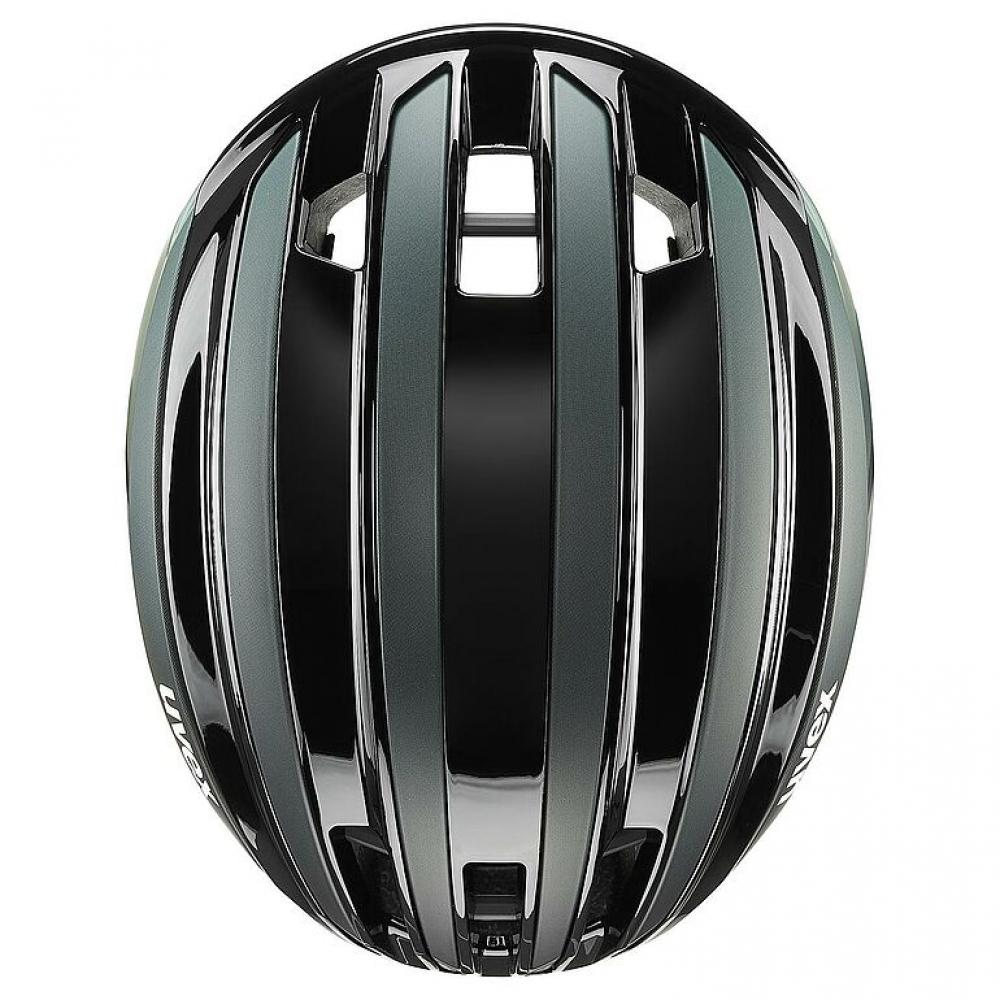 uvex surge aero MIPS - Aero Rennradhelm, black-sage green matt, Größe 56-59 cm, mit MIPS, abnehmbarem Aero-Cover, Brillengarage, top Belüftung