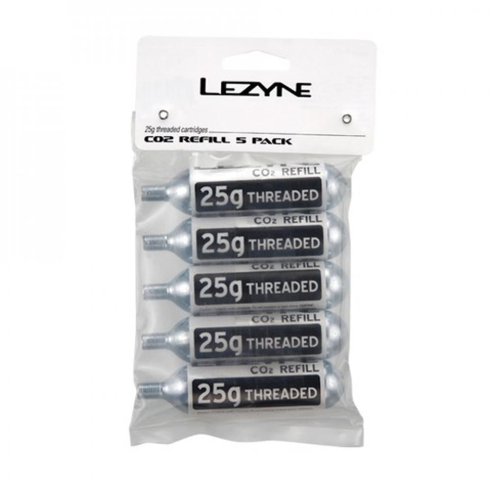 LEZYNE CO2 Kartusche 5 Stück silber mit weißen Aufklebern 25g