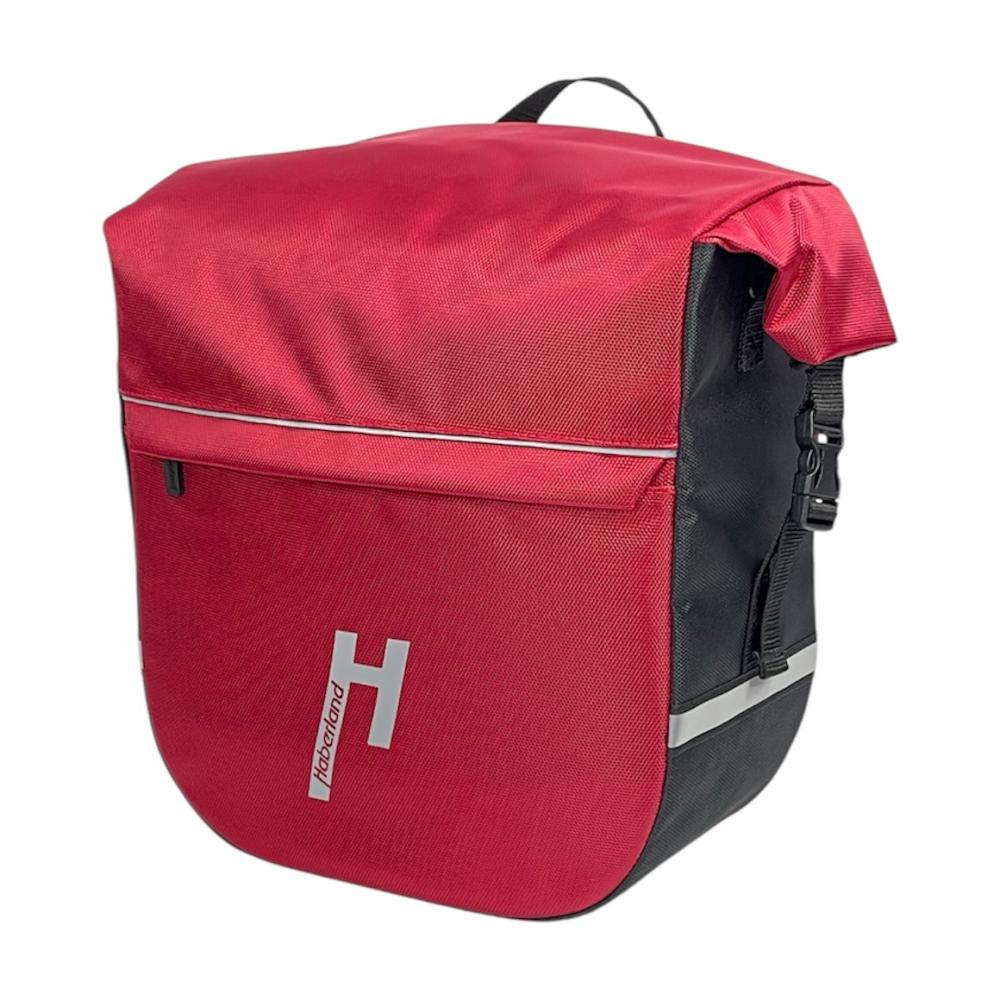 Haberland Einzeltasche eMotion rot/schwarz - robuste Gepäckträgertasche mit Rollverschluss