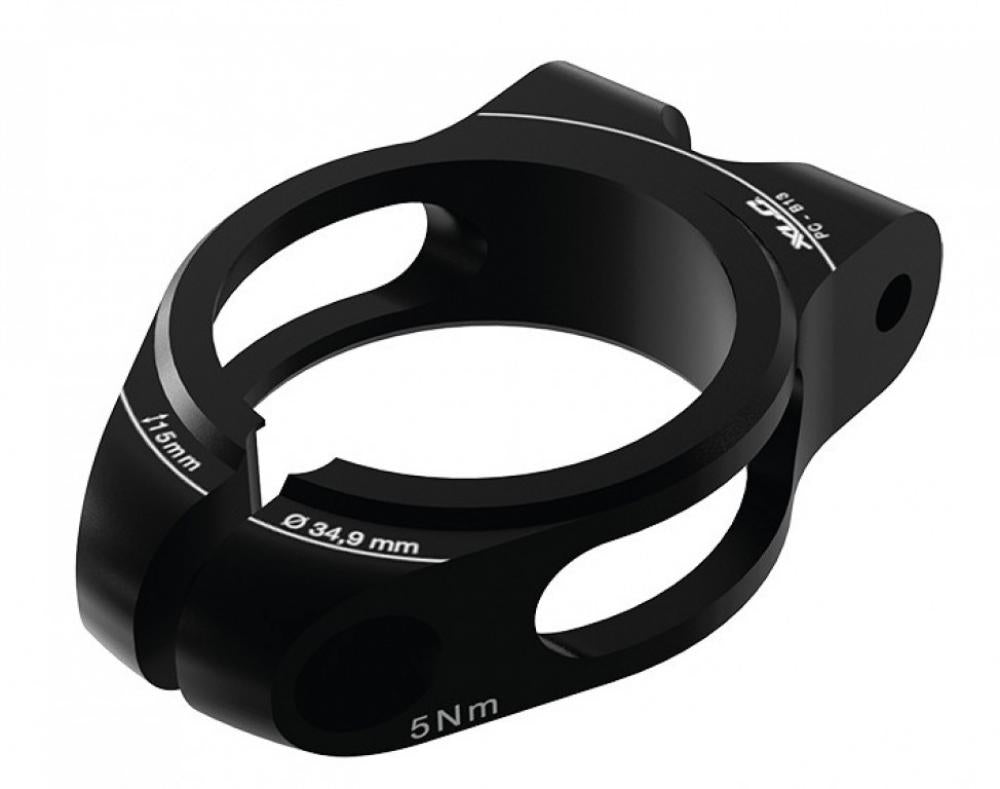 Schwarzer XLC PC-B13 Sattelstützklemmring, Ø34,9mm, 12mm, inkl. Gepäckträgerösen und 5Nm Drehmoment.