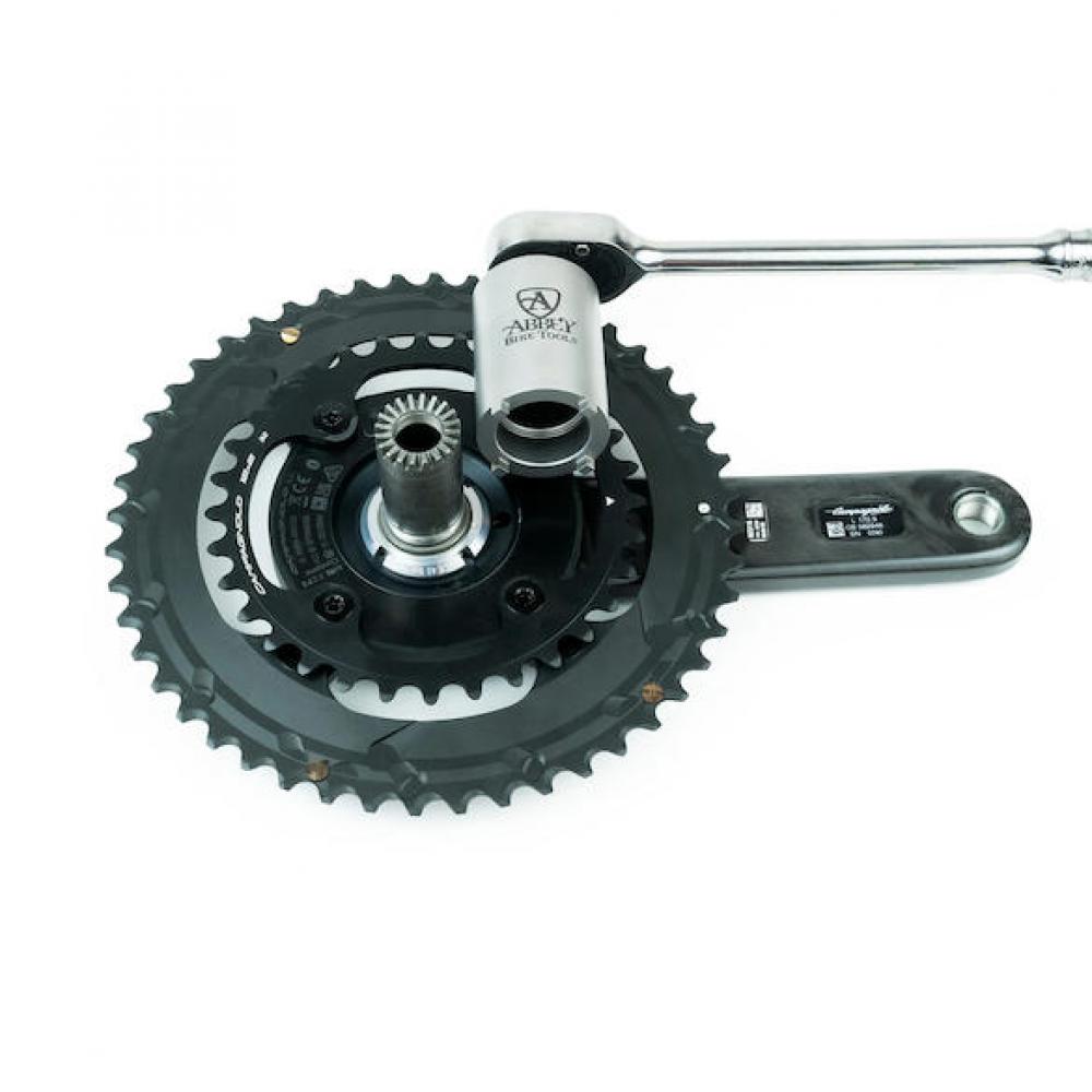 Abbey Tools Werkzeug für Campagnolo Kurbel-Verschlussring 4-Zack Nuss Silber - präzise Montage