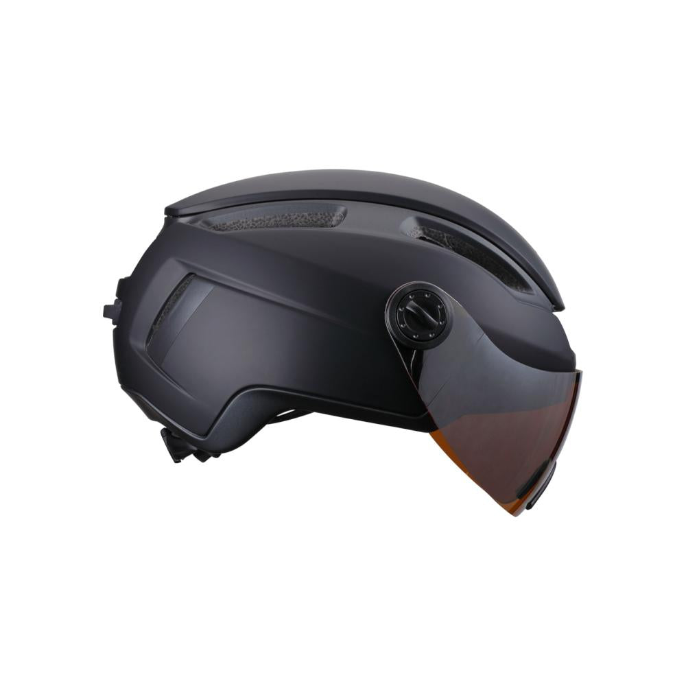 BBB Cycling Helm Indra Faceshield Smoke Mirror Lens M matt schwarz - sicherer E-Bike-Cityhelm