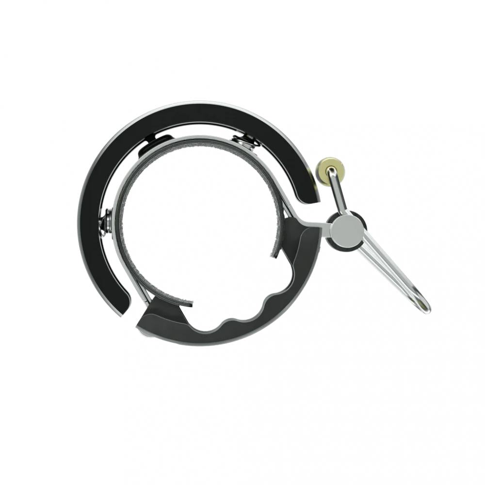 Knog Oi Luxe Fahrradklingel groß 23.8 - 31.8mm mit Kabelführung matt schwarz