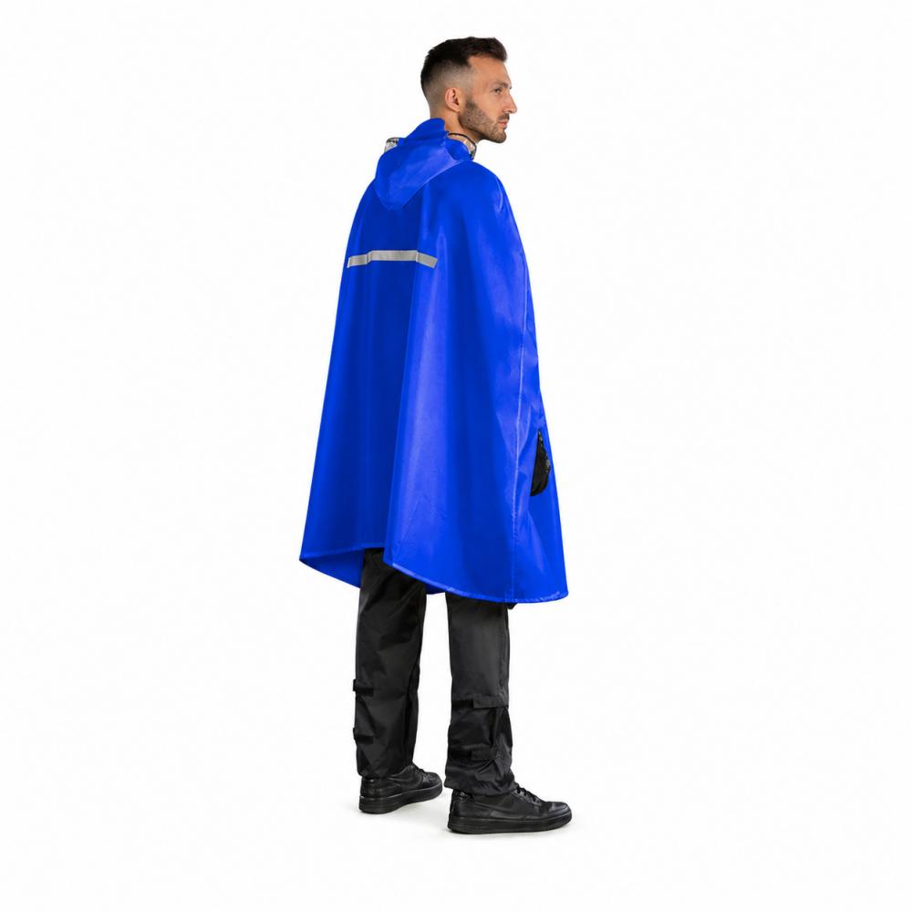 CHIBA Regenponcho - wasserdicht, winddicht, reflektierend, Größe M/L, royal