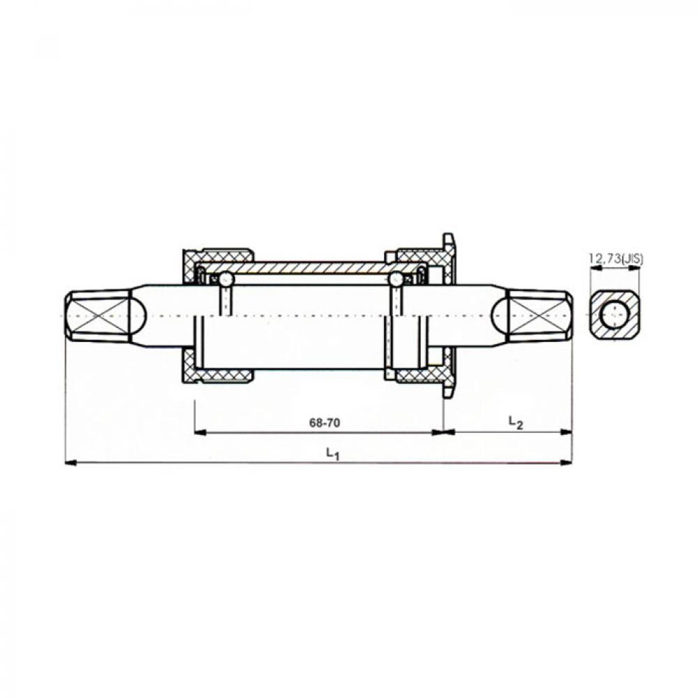 NECO Innenlager 4-Kant BSA 68 mm Achse 107,5 mm CrMo Hohlachse Alu-Schalen gedichtet JIS Industrielager