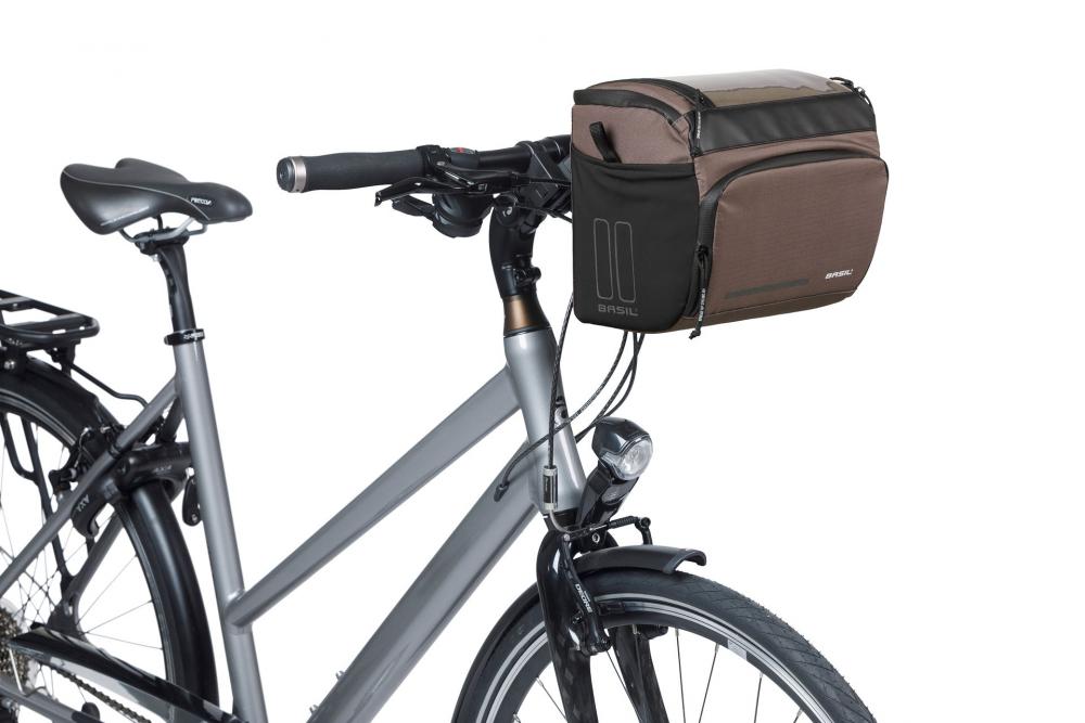 Basil Move Lenkertasche KF 7-8 Liter - braun, wasserabweisend mit Smartphone-Fach & Adapterplatte