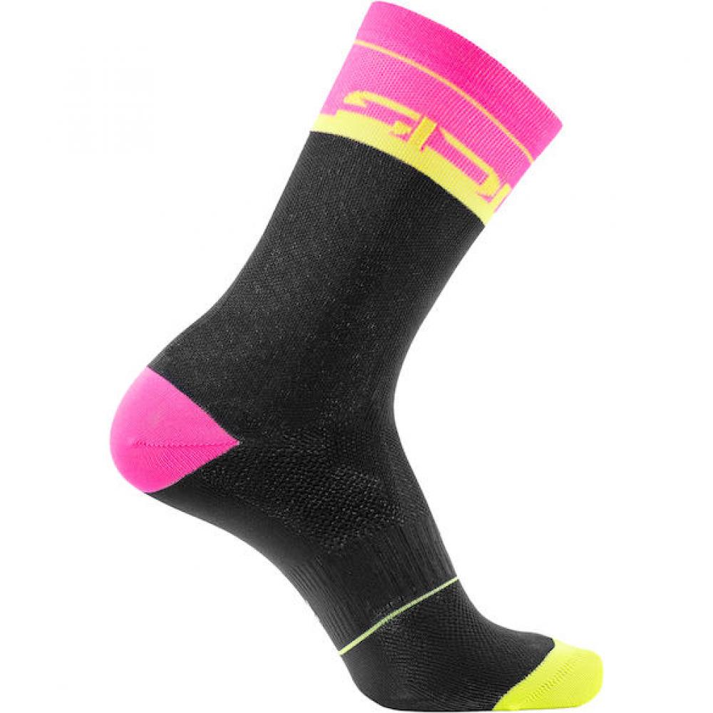 Sidi Socken VIATOR black/fluo 40-43 Schwarz/Pink - atmungsaktive Radsocken