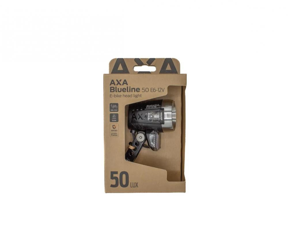 AXA Frontlicht Blueline 50 E-Bike 50 Blue - kompaktes LED-Scheinwerferlicht mit 50 Lux