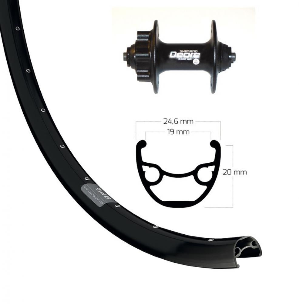 Bike-Parts Laufrad|Vorderrad 29 Zoll Deore 6-Loch schwarz Schnellspanner 32-Loch Ryde Rival 19 Disc schwarz Nirosta-Speichen schwarz