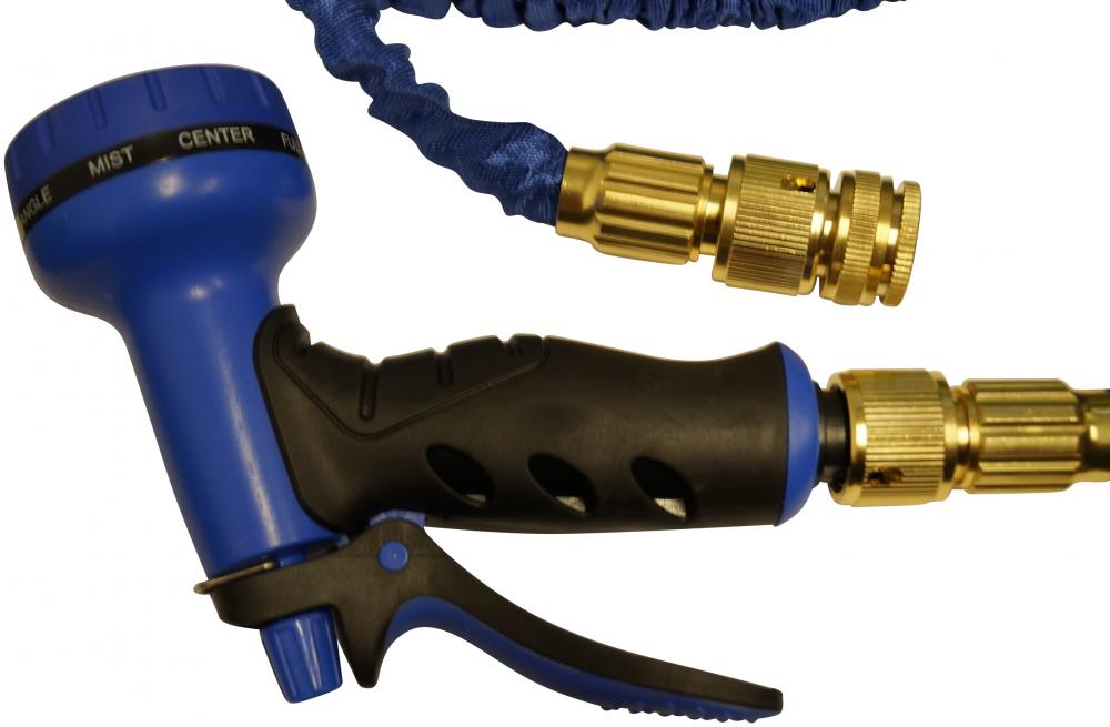 NAGO Flexibler Gartenschlauch Wasserschlauch Messinganschlüsse 30 m blau inkl. Korb
