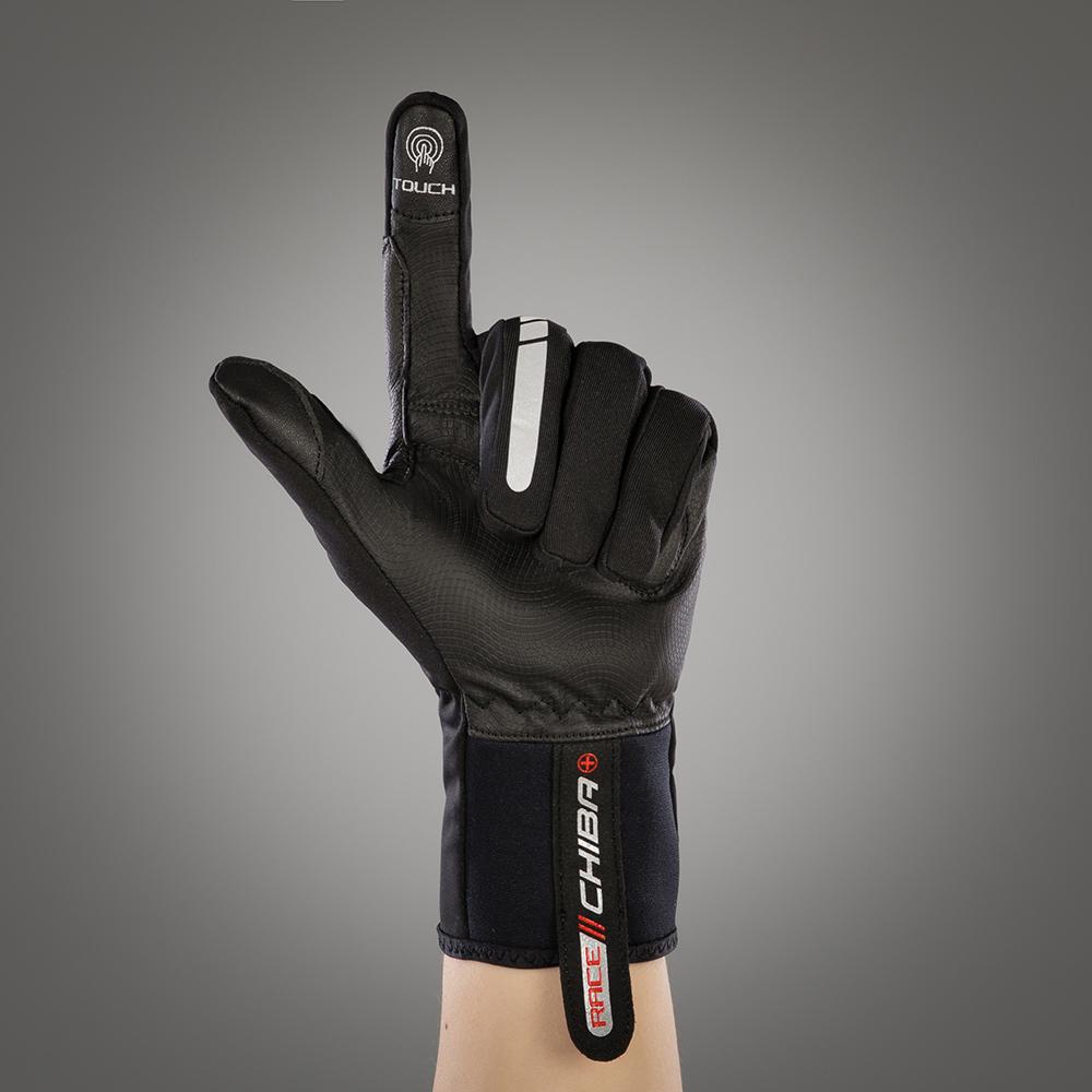 CHIBA Performer Summer - winddichte, atmungsaktive Radhandschuhe mit Touchfunktion, schwarz, Gr. M