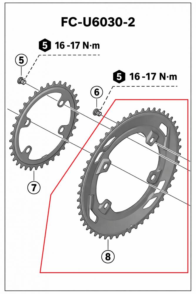 SHIMANO Kettenblatt FC-U6030-2 50Z 110mm 4-Loch, Größe 10 - moderne Ausführung