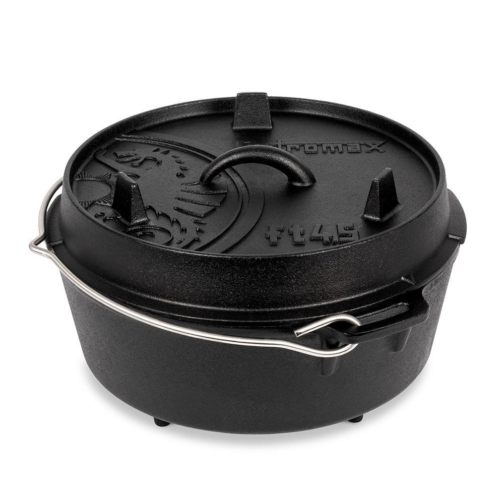 Petromax Feuertopf ft4.5 Gusseisen Dutch Oven 3,5 l mit Füßen für 25 Personen, perfekt für Lagerfeuer, Grill und Backofen, gleichmäßige Hitzeverteilung