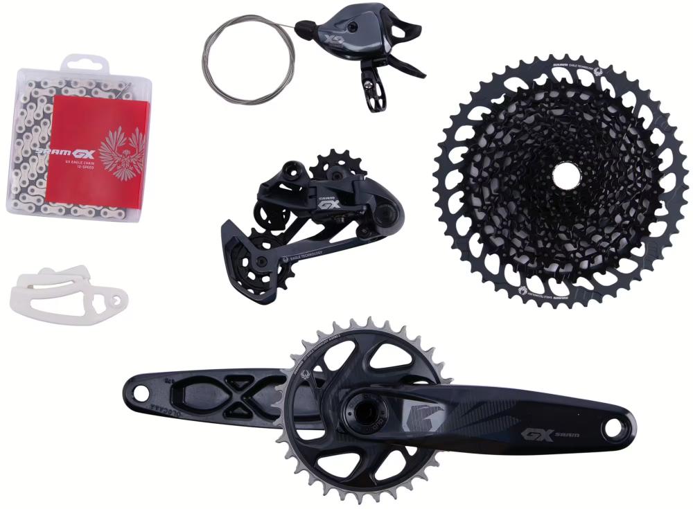 SRAM GX Eagle 1x12-fach lunar Schaltgruppen-Set für MTB mit Kurbel, Kassette, Schaltwerk, Schalthebel und Kette.