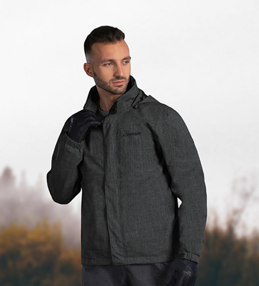 CHIBA Rainjacket Herren - wasserdicht, winddicht, atmungsaktiv, schwarz, XL