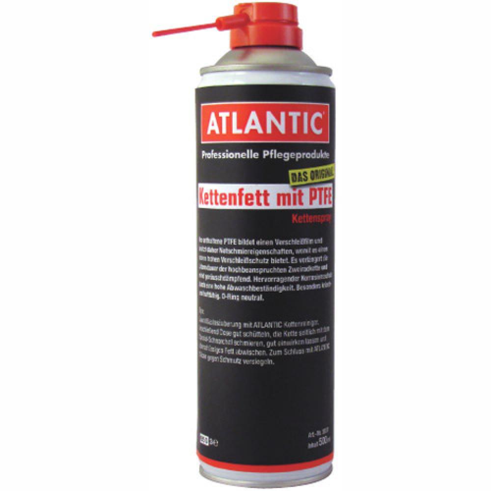 Atlantic Kettenfett mit PTFE Spraydose 500ml, weiß-schwarze Dose mit rotem Sprühkopf für Fahrräder.