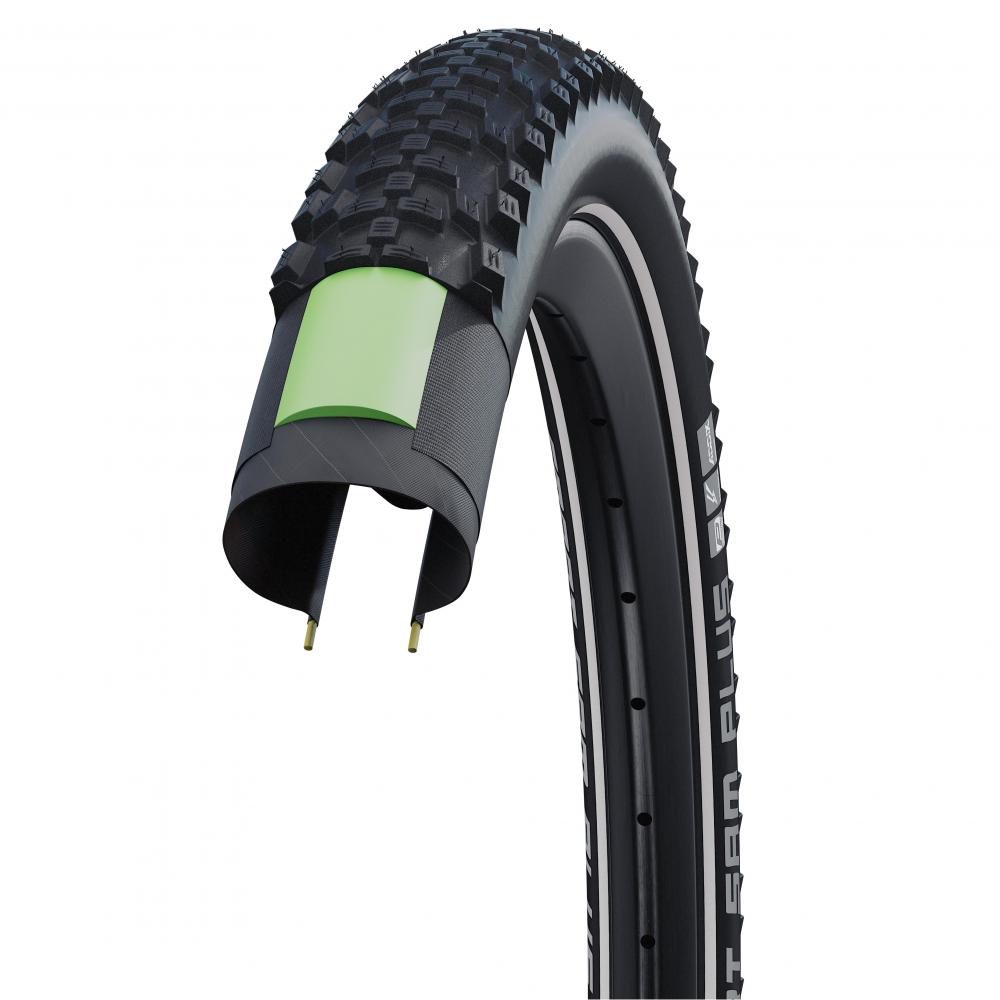 Schwalbe Smart Sam Plus E-50 Fahrradreifen 29x2.35 schwarz Reflex, Querschnitt mit grünem Pannenschutz