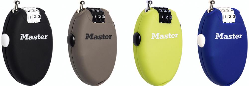 Master Lock Kabelschloss Retractor 4er Pack 2 mm x 700 mm - kompakte Diebstahlsicherung 700