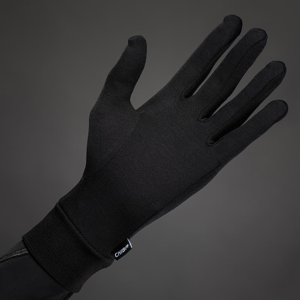 CHIBA Seiden Handschuh - Unterziehhandschuh schwarz, S, warm & leicht
