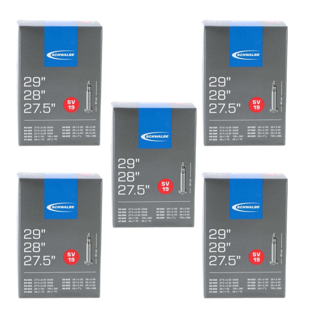5er Pack Schwalbe SV19 Fahrradschläuche für 27,5 28 29 Zoll mit 40mm Sclaverandventil in Originalverpackung