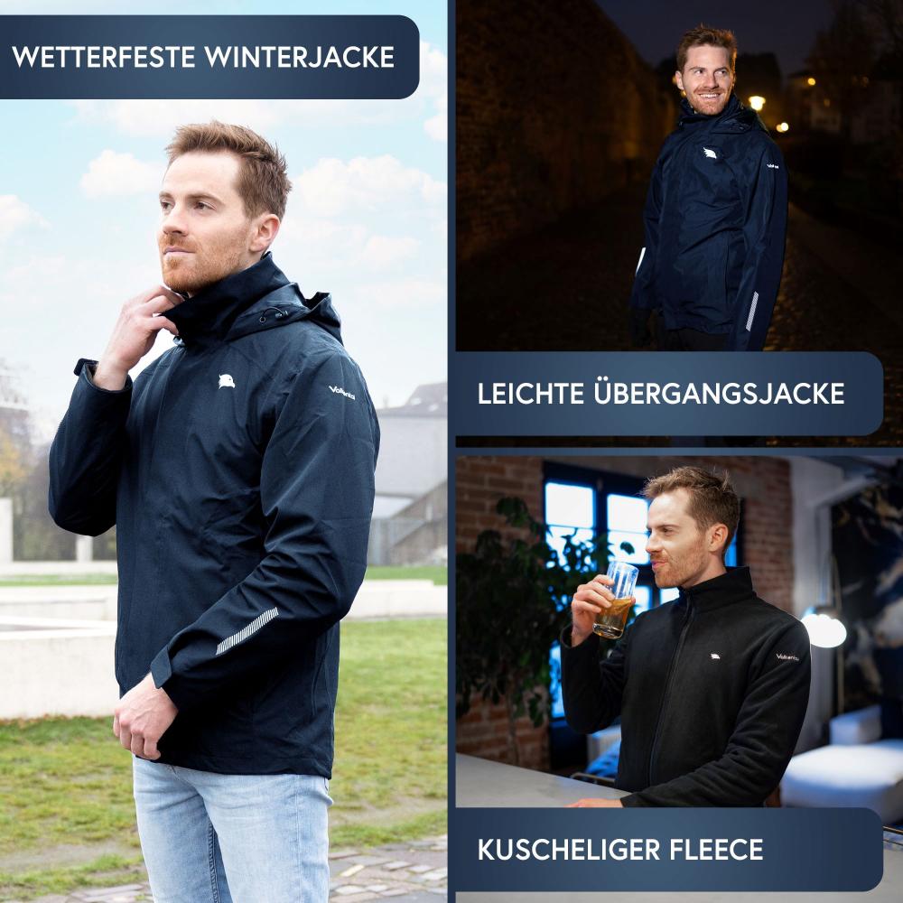 Valkental Jacke 3in1 Smart Jacket wasserdichte Jacke mit Fleece Zipp-In Herren 5 XL dunkelblau