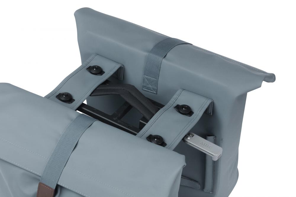 Basil Doppelpacktasche City Double Pannier Bag MIK 2.0 - Fahrrad Doppeltasche 28-32 Liter - wasserfest veganes Leder inkl. MIK-Adapterplatte