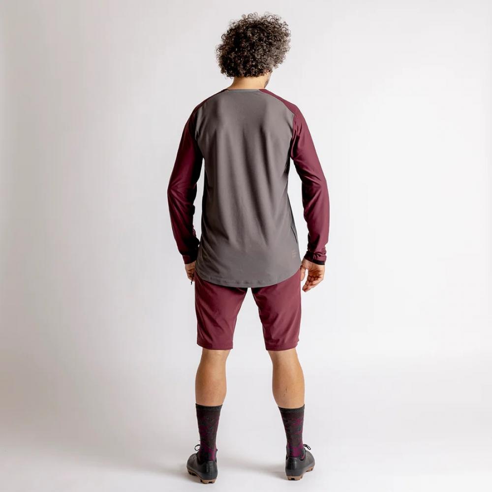 IXS Sports Division iXS Flow XTG Long Sleeve Henley L Graphite/Raisin - atmungsaktives Bike-Langarmshirt